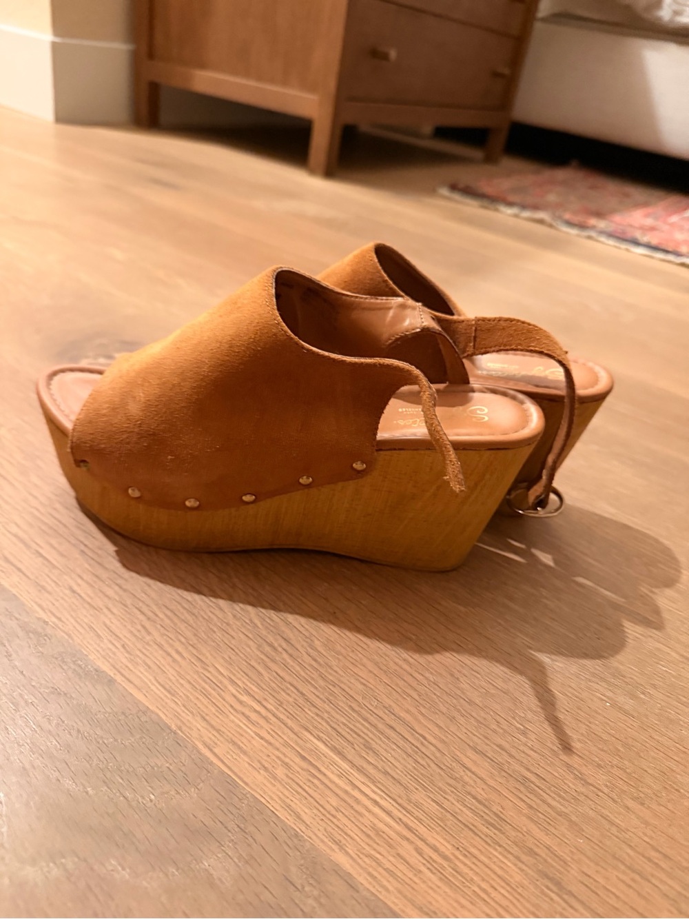 Seychelles Suede Tan Platform Wedge Sandals